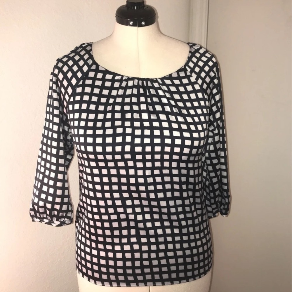 Ann Taylor Navy and White Blouse